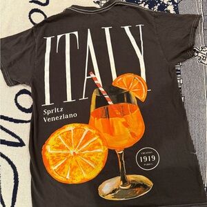 Italy Graphic T-Shirt with Orange Drink Design